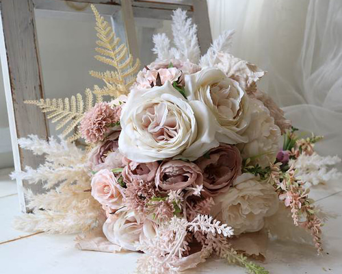 シャビーシック フレンチローズ クラッチブーケ ナチュラル フォト