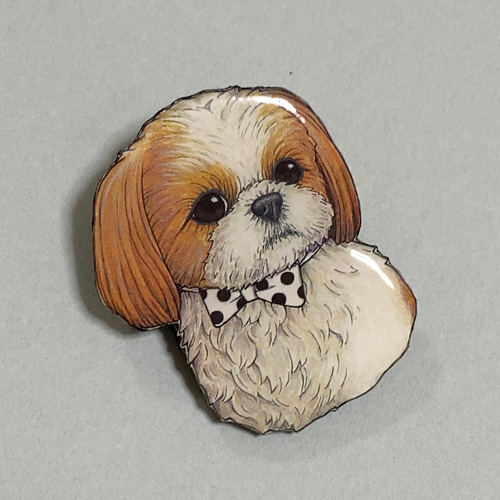 蝶ネクタイをつけたトイプードル｜絵画 原画 動物画 犬の絵 イラスト