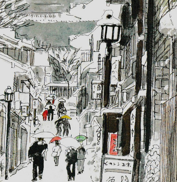 A4サイズ「京都　 雪と八坂の塔」　京の水彩画工房　 3枚目の画像