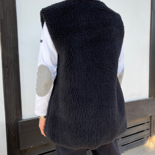 濃紺 受注制作 裏地→コットン仕様 ベスト モコモコ ジレ ボアベスト 