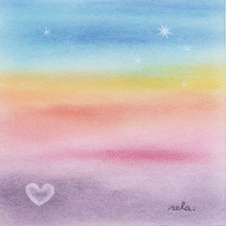 セラキキしおりNO.3「虹色の空」　（セラキキのパステル画プリントしおり） 6枚目の画像