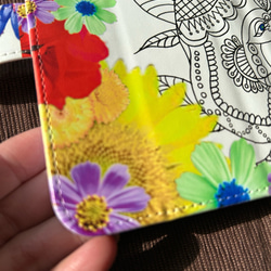 【白ガネーシャ】アジアンアートiPhone＆スマホケース　iPhone 15手帳型〈送料無料〉 15枚目の画像