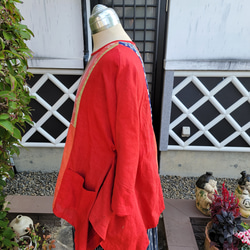 着物リメイク　古布　手作り　紅花染め　ブラウス 5枚目の画像