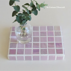 [新品/訂製] 光澤珍珠混合粉紅馬賽克瓷磚展示托盤 M 尺寸（配件支架/固定裝置） 第1張的照片