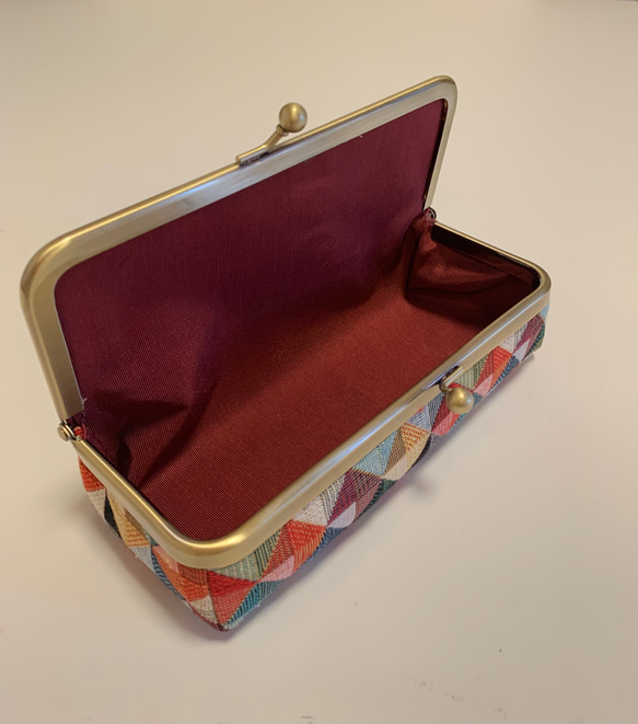 ゴブラン織りボックス型がま口ポーチ（小）ハンドメイド 6枚目の画像