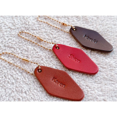 栃木レザー＊打刻印 ホテルキー キーホルダー 席札 プチギフト