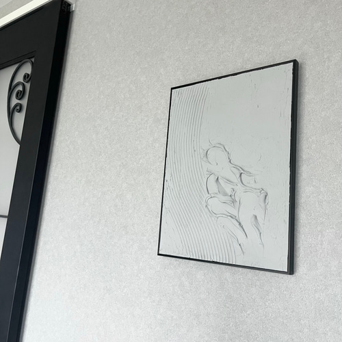現代アート 40×30㎝ フレーム付き テクスチャーアート モダン