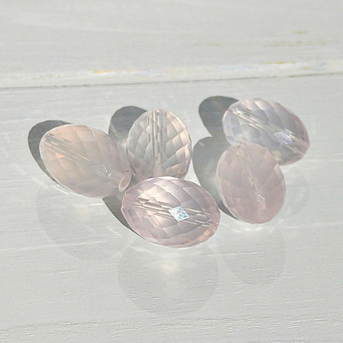 高品質 ローズクォーツ ライス 128面カット 1個 マダガスカル産