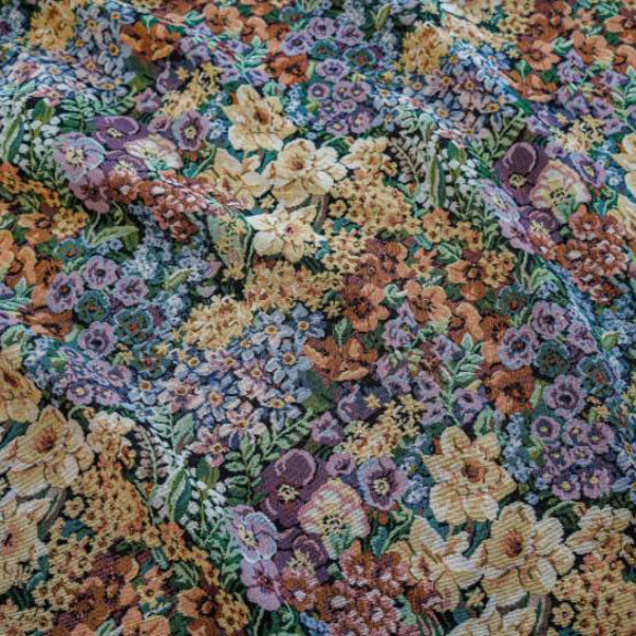 レトロ風カラー花柄 秋冬の厚手ジャカード生地 [3343] 4枚目の画像
