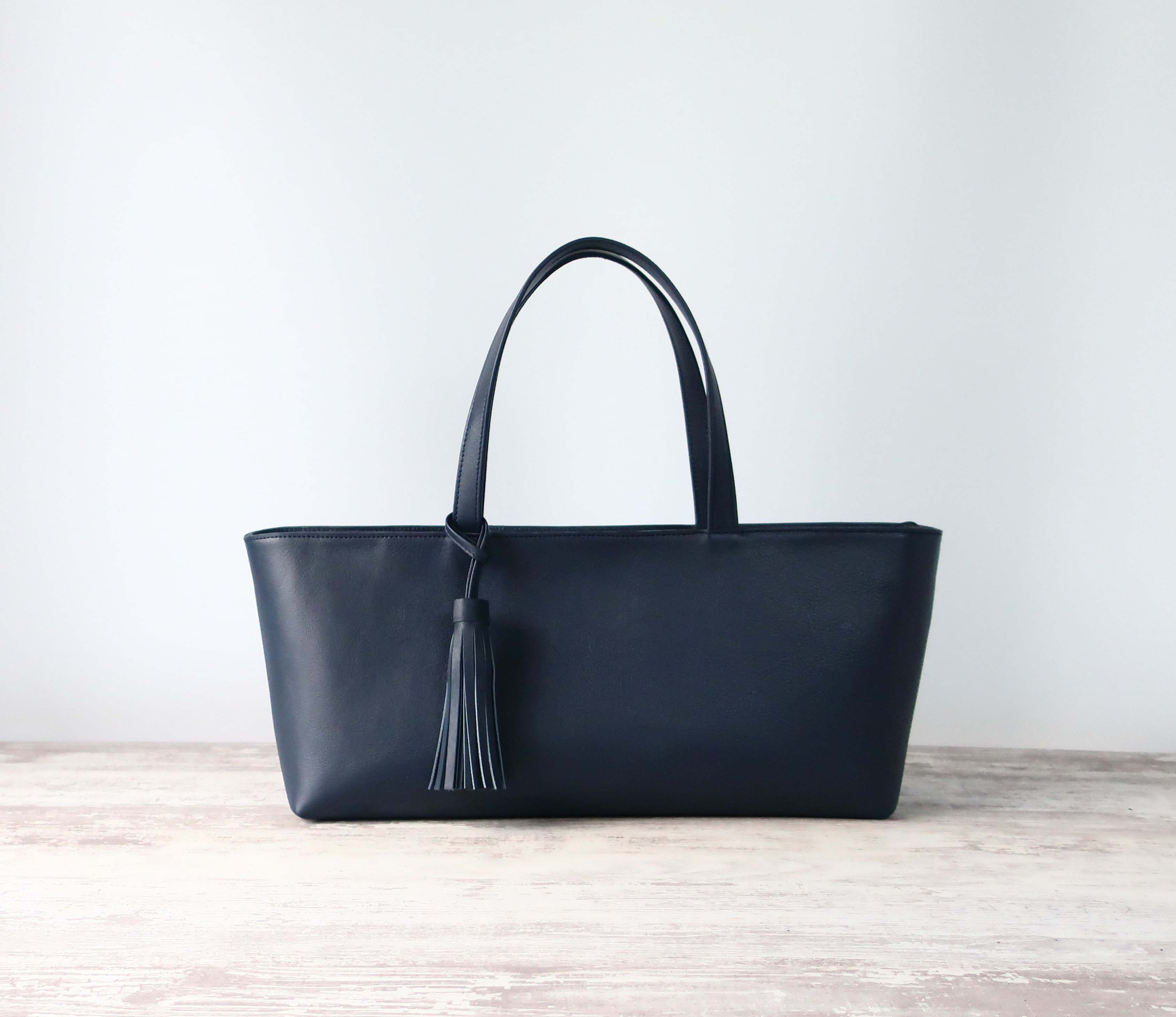 ダックストート（Lサイズ）☆ファスナーver彡ネイビー・受注制作・お色違いもお作りも可能です。