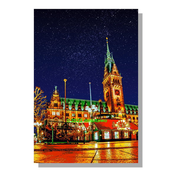 【選べる3枚組ポストカード】ドイツ ハンブルク市庁舎広場のサンタクロース【作品No.431】 1枚目の画像