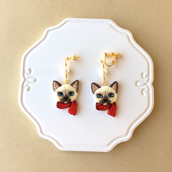 受注製作】サビ三毛猫ちゃんのイヤリング／ピアス イヤリング