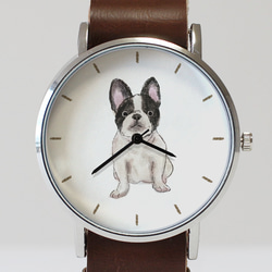白黒フレンチブルドッグの腕時計 2枚目の画像