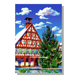【選べる3枚組ポストカード】ドイツ 冬のウールバッハ・タウンホール【作品No.434】 1枚目の画像