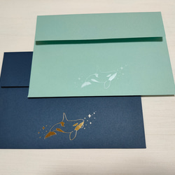 再販の予定なし 箔押しシャチのレターセット(ネイビー＆ペールブルー