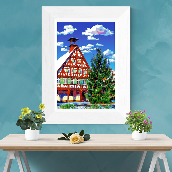 【アートポスター】ドイツ 冬のウールバッハ・タウンホール（作品No.434） 3枚目の画像