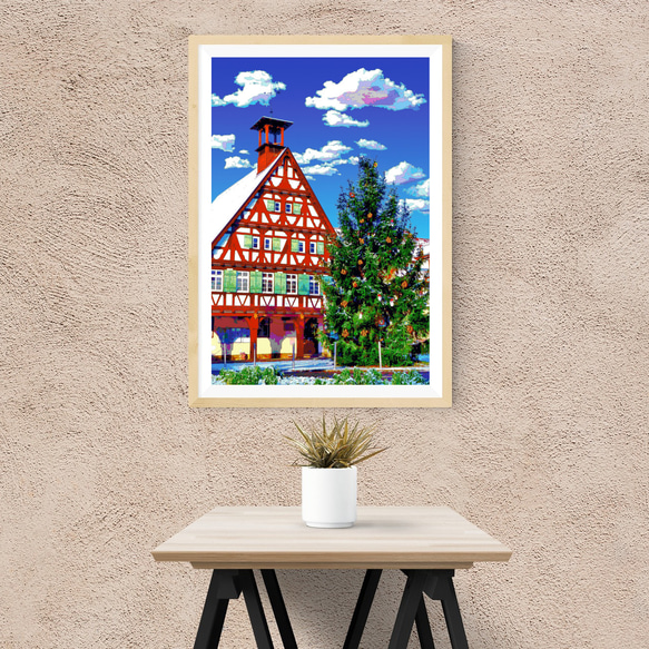 【アートポスター】ドイツ 冬のウールバッハ・タウンホール（作品No.434） 2枚目の画像