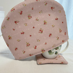 ティーコゼー　マット付き　ピンク小花 4枚目の画像