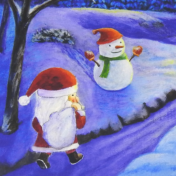 絵画パネル 「welcome santa」 A5サイズ/サンタクロース/クリスマス/ 8枚目の画像