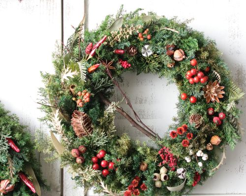 クリスマスリース*ボタニカル／プリザーブドフラワー Lサイズ