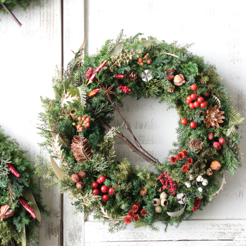 プリザーブドフラワー　リース クリスマスリース*ボタニカル／プリザーブドフラワー Lサイズ