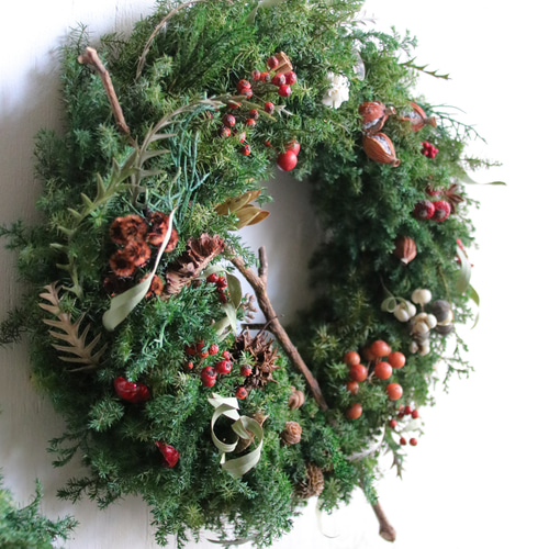 クリスマスリース*ボタニカル／プリザーブドフラワー Lサイズ