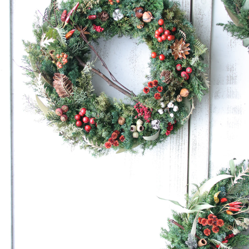 クリスマスリース*ボタニカル／プリザーブドフラワー Lサイズ