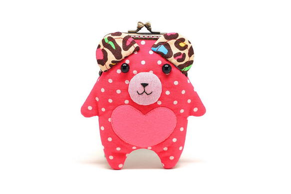 「バレンタインスペシャル」「Bear my love」Love Me Bear カードホルダー（ピンク）プラス購入 綿紐 1枚目の画像