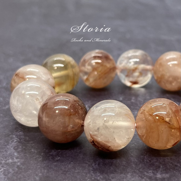 【68191】マニカラン産 ライモナイト入りヒマラヤ水晶 21mm ブレスレット 68191】マニカラン産 ライモナイト入りヒマラヤ水晶 21mm