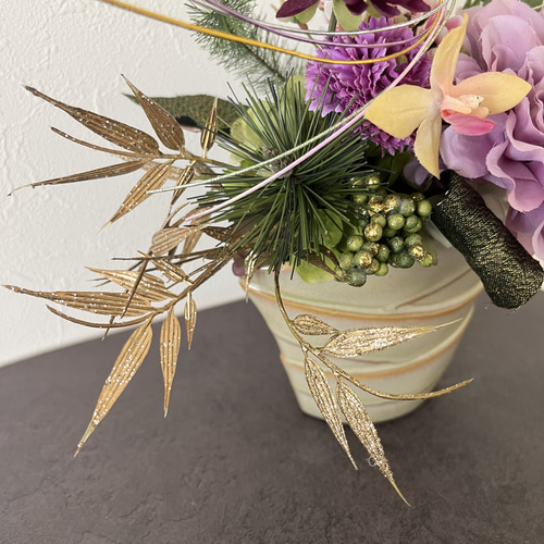 お正月2026】お正月 アレンジメント 造花 ダリアアレンジ creema限定