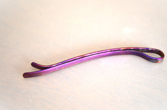 Titanium hairpin・少し大人の純チタンヘアピン・丸鎚目・紫・青 4枚目の画像