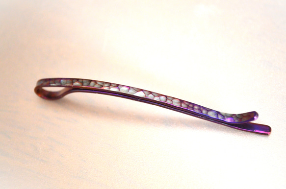 Titanium hairpin・少し大人の純チタンヘアピン・丸鎚目・紫・青 1枚目の画像