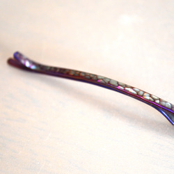 Titanium hairpin・少し大人の純チタンヘアピン・丸鎚目・紫・青 2枚目の画像