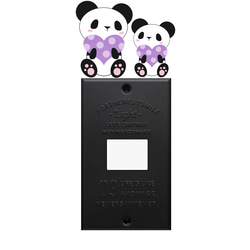 パンダと水玉ハートのウォールステッカー(紫) 2枚目の画像