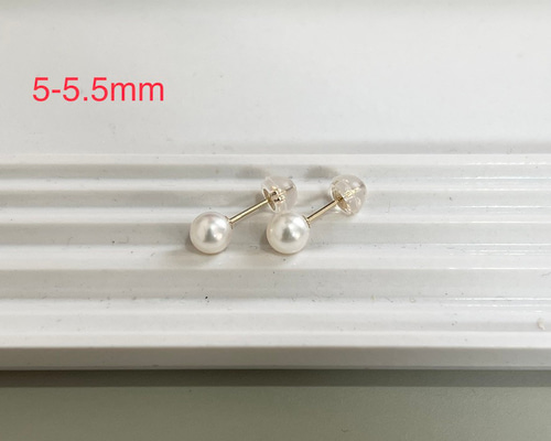 K18YG一粒パールピアス 6-6.5ミリ あこや真珠 18金イエローゴールド
