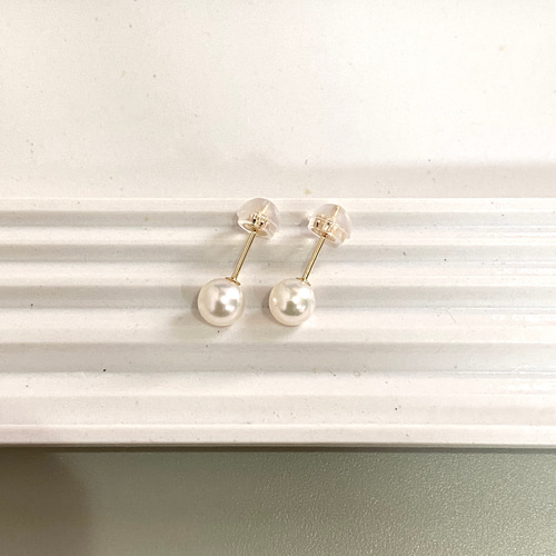 本真珠】K10一粒パールピアス 6-6.5ミリ アコヤ真珠 スタッド