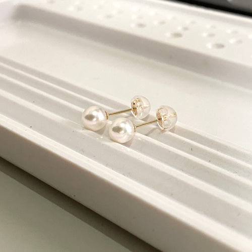 アコヤパールピアス6-6.5/K18/イエローゴールド/テリ抜群/日本製