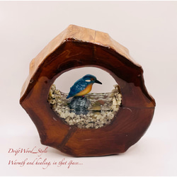 一つ限りの流木アート カワセミ ジオラマ 流木 フィギュア 置物 鳥 インテリア レジン テラリウム 水辺 N3 6枚目の画像