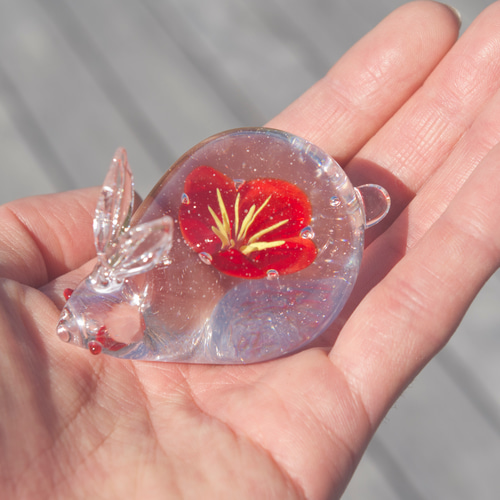 すみれ※即購入OK　バカラ　干支　うさぎ「卯」　T.305 干支 卯（うさぎ）月と餅つきウサギ SE-046 2023年 : ガラス工房粋工房