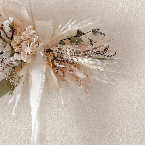 横向きスワッグ ベージュピンク ドライフラワー 横長スワッグ スワッグ