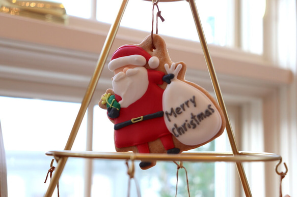 クリスマスオーナメント サンタクロース アイシングクッキー【プレーン】 2枚目の画像