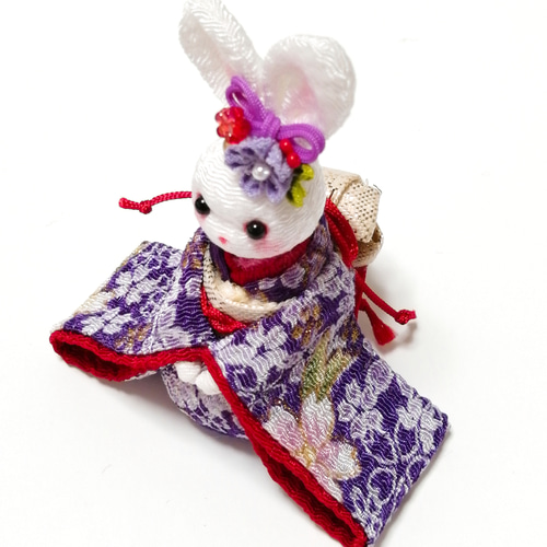 ちりめん細工のうさぎちゃん ❀紫の振袖姿のうさぎ❀ 2023年干支飾りに