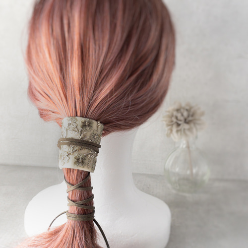 大人可愛いリボンロングポニーフック☆インド刺繍リボンLP6