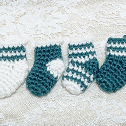 《NEW カラー》【期間限定】クリスマスガーランド ミニ靴下 ブルーグリーン×ホワイト 3枚目の画像