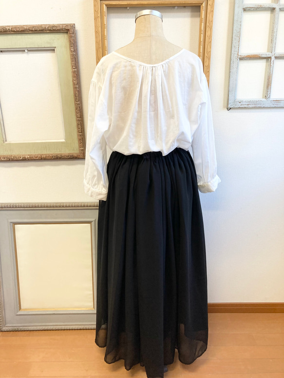 セール価格★大人ロングスカート❤️シースルーシフォン素材のマキシ丈ロングスカート 黒（サイズフリー L〜 L L） 7枚目の画像
