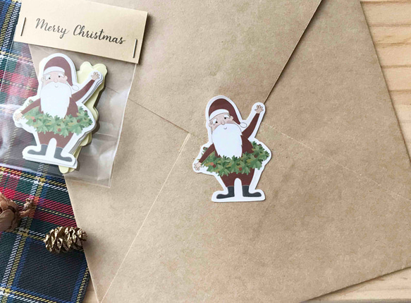 【クリスマススタンプ】サンタクロースとヘラジカのスタンプ(10枚入) 3枚目の画像