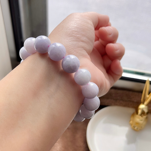 天然 A貨 ラベンダーヒスイ 翡翠 本翡翠 ブレスレット12.5mm 