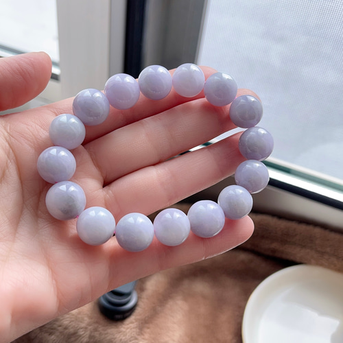 天然 A貨 ラベンダーヒスイ 翡翠 本翡翠 ブレスレット12.5mm 