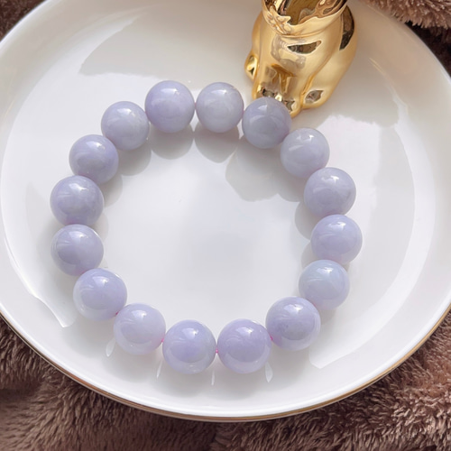 天然 A貨 ラベンダーヒスイ 翡翠 本翡翠 ブレスレット12.5mm 