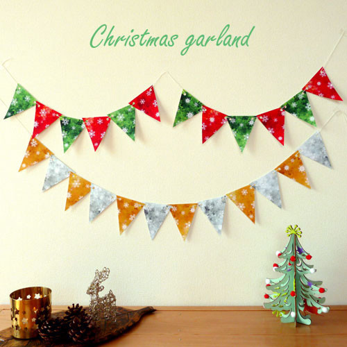 クリスマスガーランド 2本セット グリーン×レッド・ゴールド×シルバー